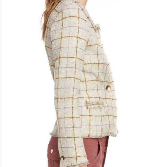 ISABEL MARANT ÉTOILE Lyra wool-blend tweed jacket size 38 S beige SW - Picture 2 of 12